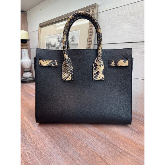 Saint Laurent Black & Snakeskin Sac de Jour Tote Bag - Excellent Condition - Picture 5 of 8